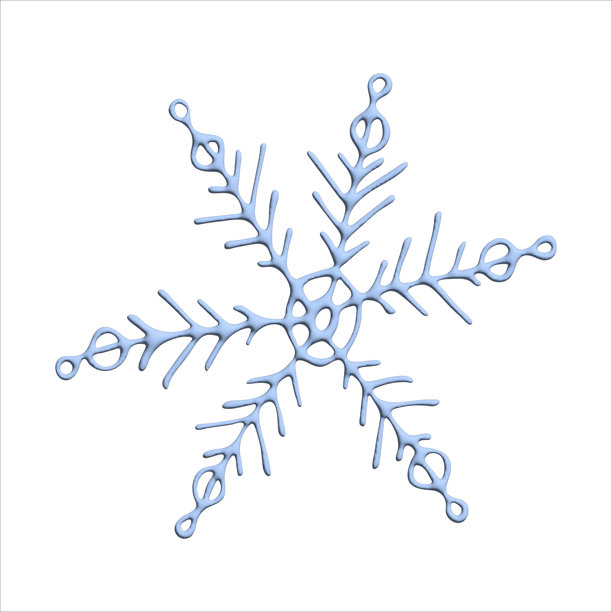 手绘3D雪花。矢量冬季剪贴画。圣诞节和新年装饰图片下载