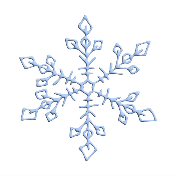 手绘3D雪花。矢量冬季剪贴画。圣诞节和新年装饰图片下载