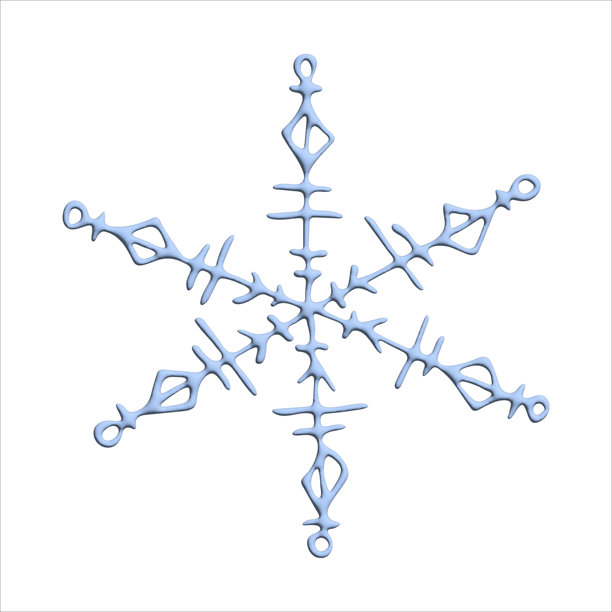 手绘3D雪花。矢量冬季剪贴画。圣诞节和新年装饰图片下载