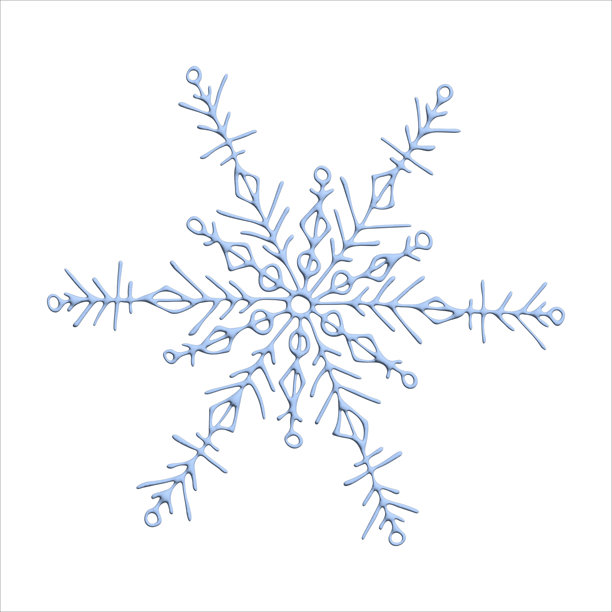 手绘3D雪花。矢量冬季剪贴画。圣诞节和新年装饰图片下载