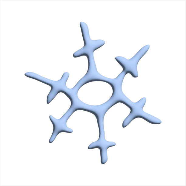 手绘3D雪花。矢量冬季剪贴画。圣诞节和新年装饰图片下载