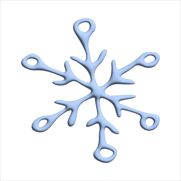 手绘3D雪花。矢量冬季剪贴画。圣诞节和新年装饰图片下载