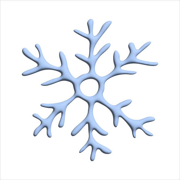 手绘3D雪花。矢量冬季剪贴画。圣诞节和新年装饰图片下载