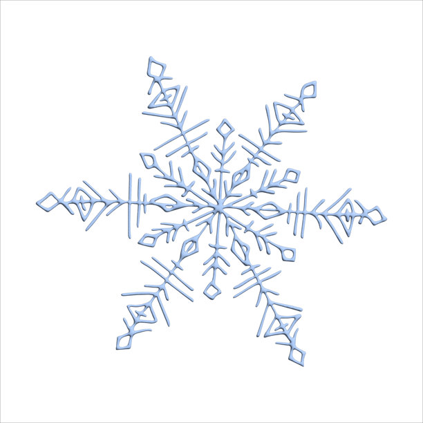 手绘3D雪花。矢量冬季剪贴画。圣诞节和新年装饰图片下载