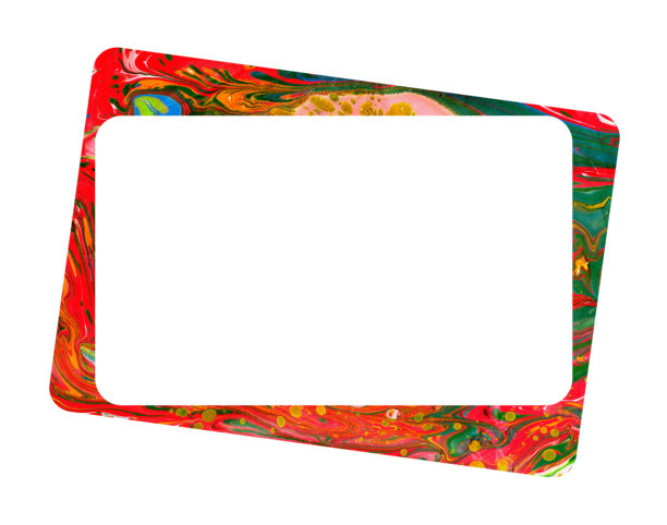 简单的矩形框架，带有红色、绿色、黄色和其他颜色的抽象水彩污点。适用于创意设计、卡片、邀请函或照片的简约模板。背景为白色。图片下载