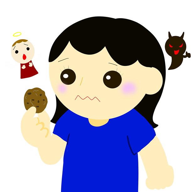 一位正在节食的女性即将屈服于零食的诱惑图片下载