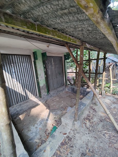 村庄文化照片，背景是小破房子和树木自然风光。图片下载