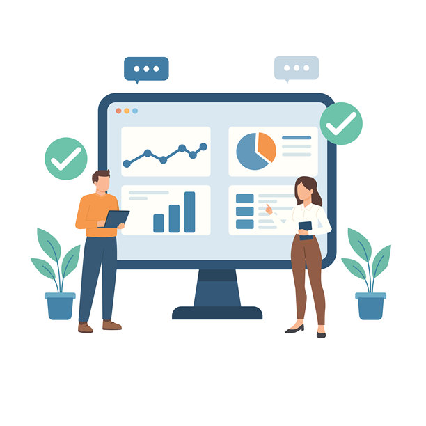 商业团队在大屏幕上分析数据仪表板图片下载