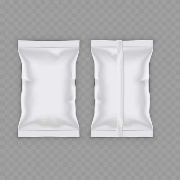 空白白色食品包装袋模型 - 小吃袋包装模板。矢量图图片下载
