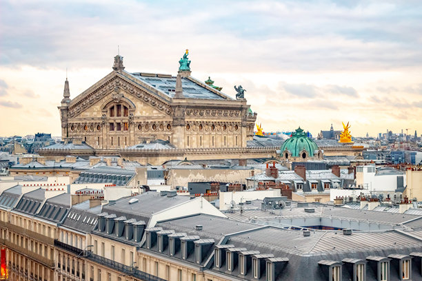 巴黎法国的天际线城市风光，阴天拍摄。照片拍摄于2020年元旦。图片下载