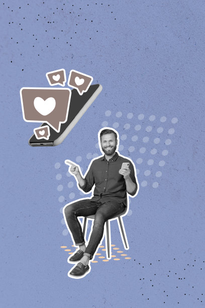 艺术图像，垂直照片拼贴，快乐的女孩和男孩站在一起，手持智能手机，心形图标，社交网络，热门内容反馈图片下载