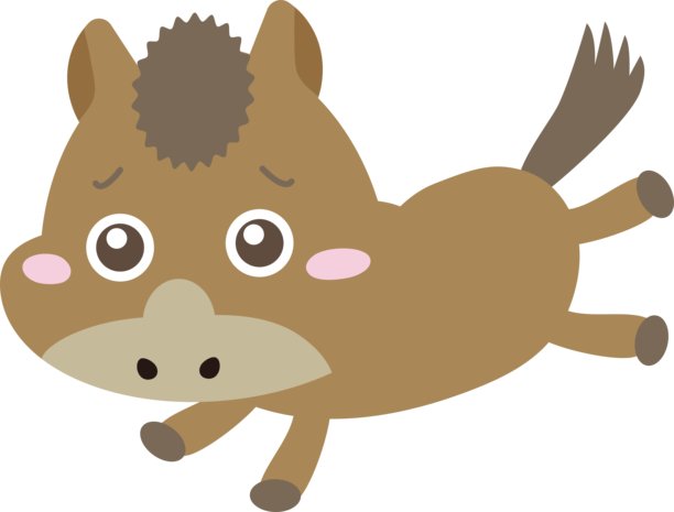 担忧的奔跑马角色插图，适用于马年 / 插图素材（矢量插图）图片下载