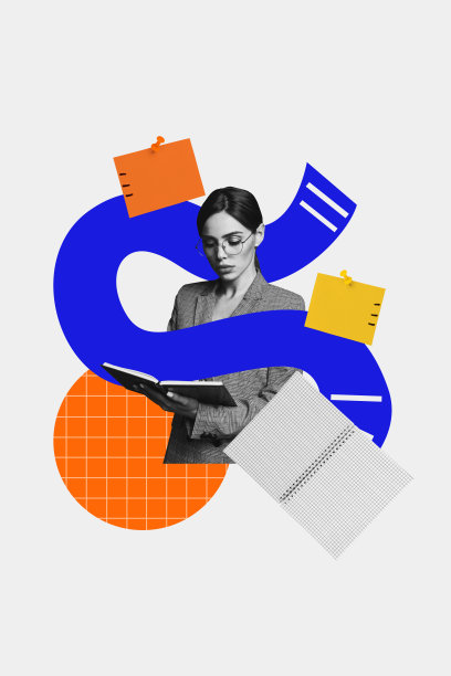 复合趋势艺术作品 3D 草图图像 照片拼贴 书房 教育 学生 年轻女士手持打开的书籍 在图书馆阅读笔记本图片下载