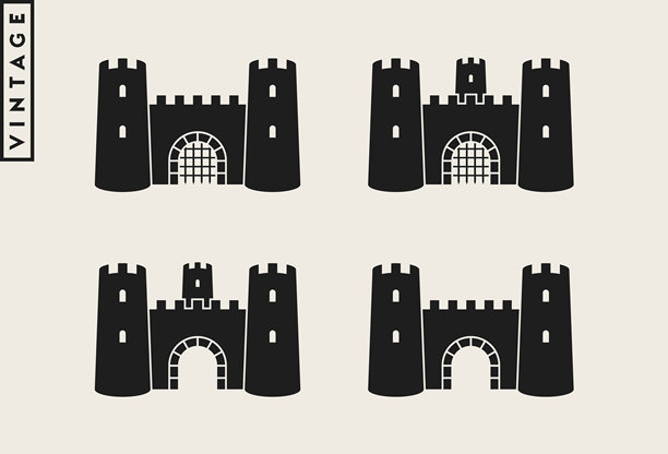 复古风格的城堡。抽象建筑图片下载