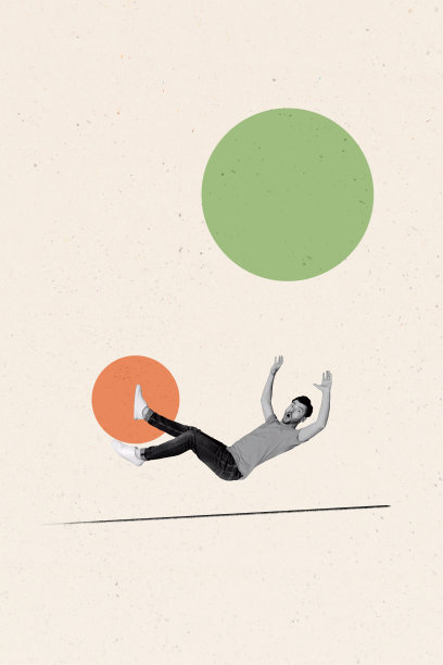 垂直的3D图像照片拼贴，展示快乐的女商人和男商人站在球形图案上，象征发展进步的概念和成功目标。图片下载