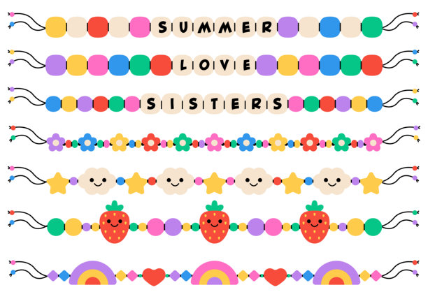 儿童珠宝。塑料珠子装饰的手工制作90年代风格珠宝。友谊手链和字母珠。图片下载