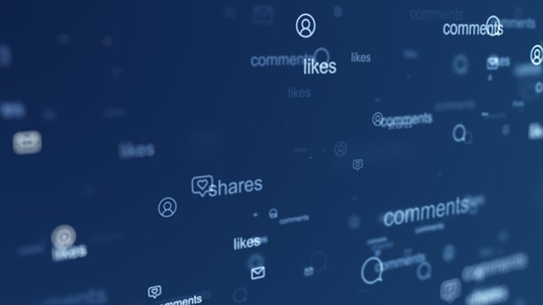 社交媒体和通知图标。社交网络服务。4K库存照片图片下载