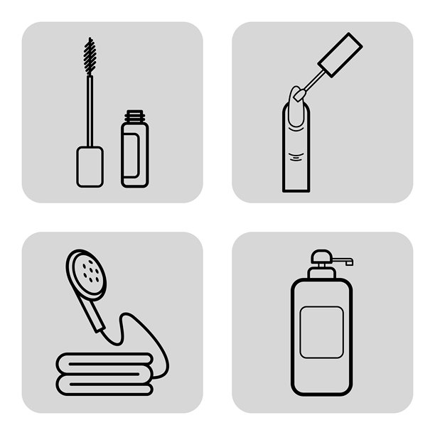 个人护理系列的美容产品线图标集图片下载