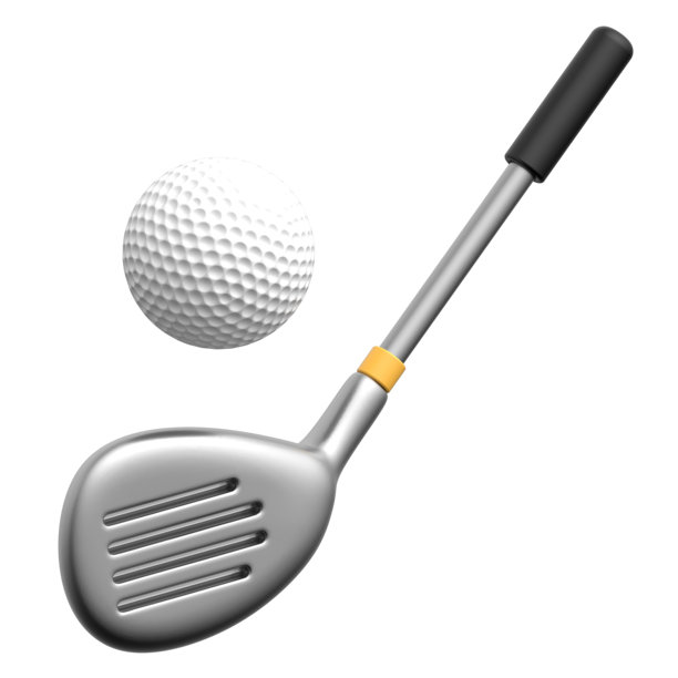 高尔夫球杆和球的3D图标图片下载