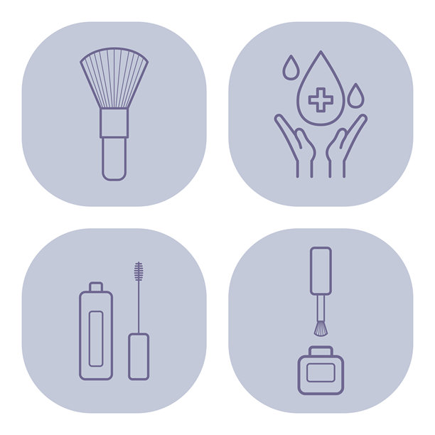 个人护理美容工具和产品图标集图片下载