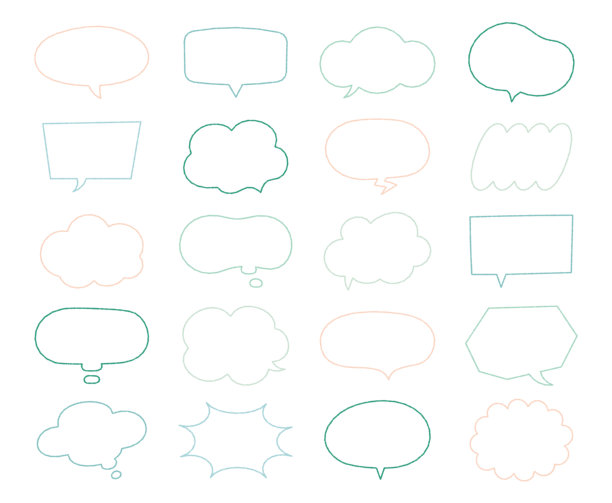 一组简单的对话气泡 线条绘图 变体 矢量装饰 装饰横幅 漫画素材图片下载