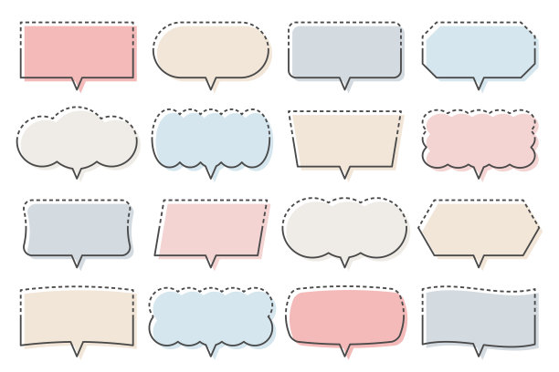 对话气泡框图标集矢量素材收集 简约设计线条绘图模板图片下载