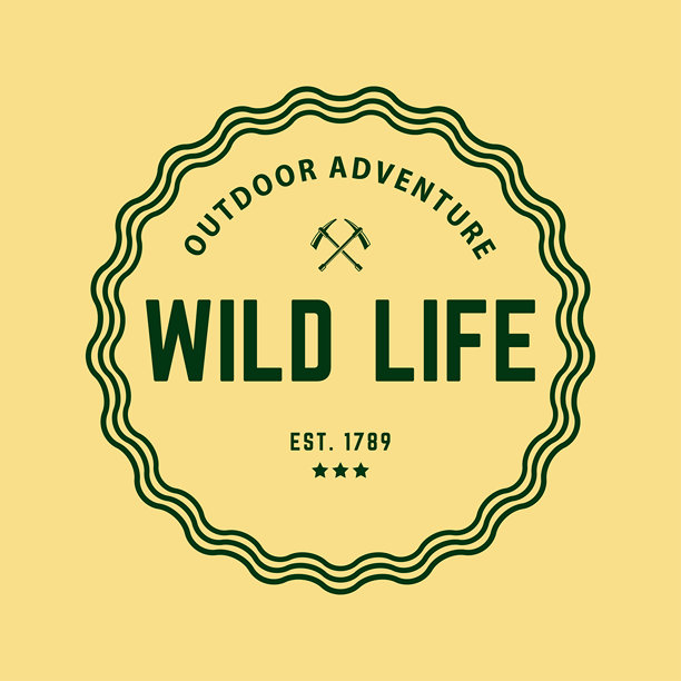 复古风格的户外冒险和山地露营季节徽章设计。大胆的文字和交叉斧头，完美适合自然或徒步旅行主题。图片下载