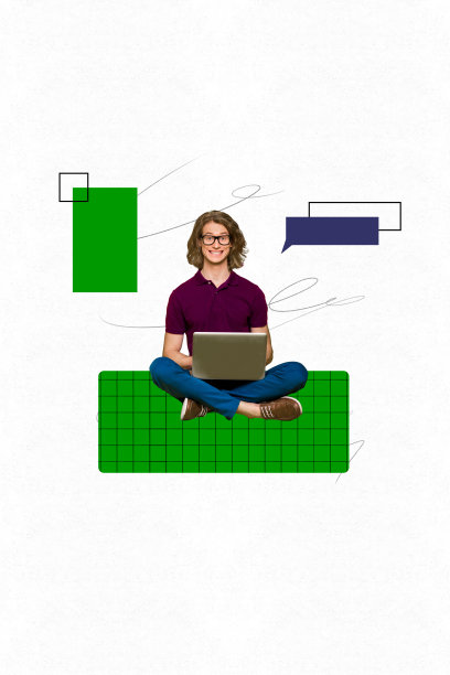 垂直艺术创意杂志照片拼贴，快乐的女孩和男孩手持手机和笔记本电脑，输入信息，沟通图标，聊天对话图片下载