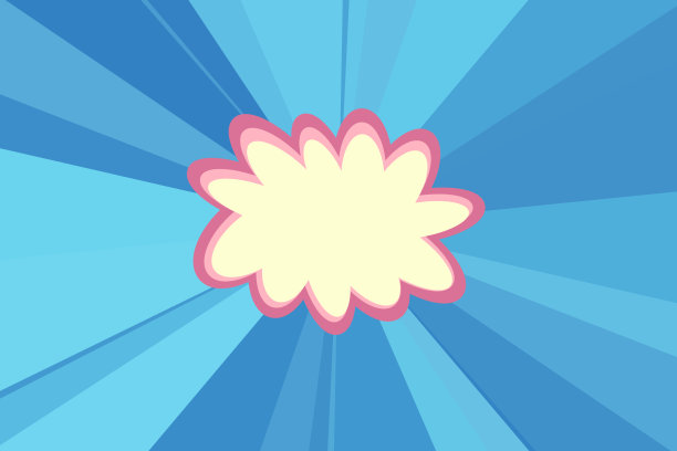 蓝色辐射背景和标注的流行设计素材。广告，促销，卡通风格插图。图片下载