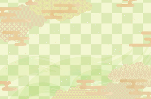 日本风格背景素材矢量插图 年轻叶子颜色 茶抹茶金图片下载