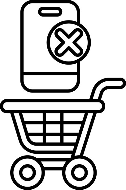 一张黑白图片，展示了一个购物车里放着一部手机。图片下载