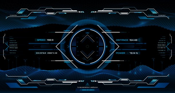 科幻游戏屏幕框架，HUD瞄准目标控制图片下载