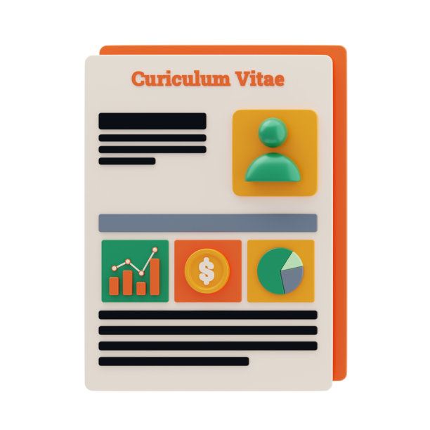 简历 3D 图标。色彩丰富的简历文件设计 3D 图标图片下载