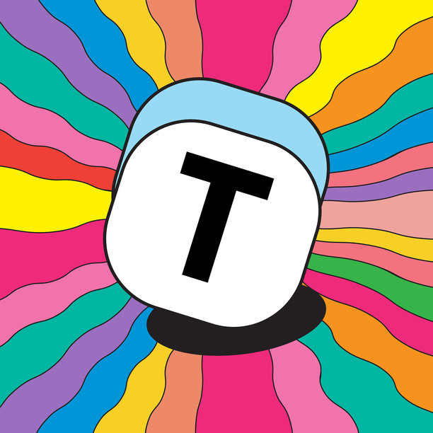 五彩缤纷的友谊手链字母珠风格字体设计，字母大写T图片下载