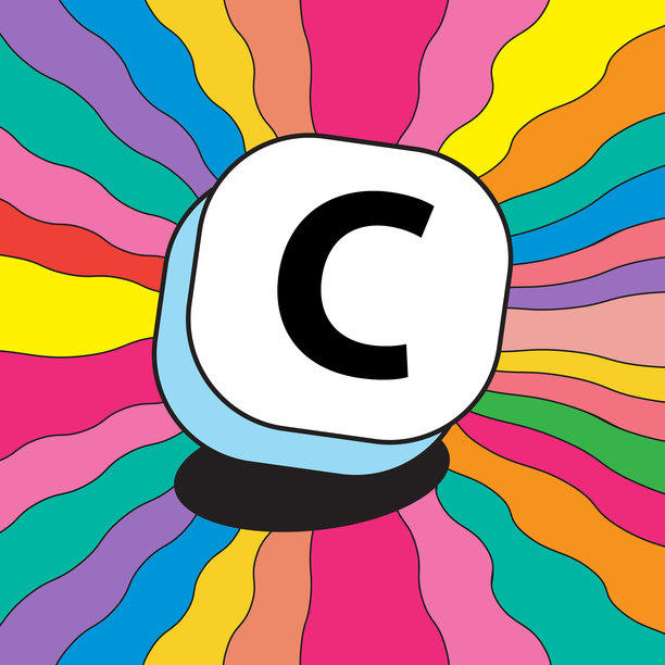 五彩缤纷的友谊手链字母珠风格字体设计，大写字母C图片下载