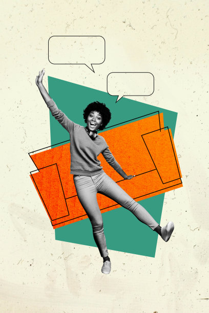 年轻女性在室内家居环境中，坐在舒适的沙发椅上，微笑着戴着耳机听音乐的艺术素描照片拼贴。图片下载