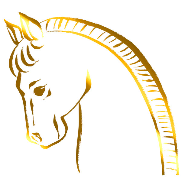 马年，新年图形素材，马侧面刷风格插图 - 金色图片下载
