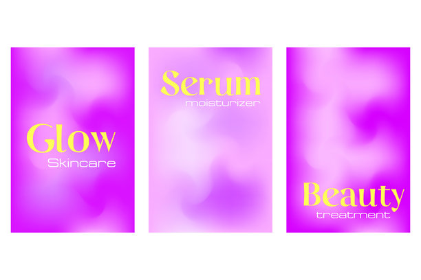 抽象薰衣草紫色海报套装，流动的纹理，平滑模糊的渐变背景，发光的液态水彩画笔纹理。紫罗兰色流体海报，留白空间。化妆品科技图片下载