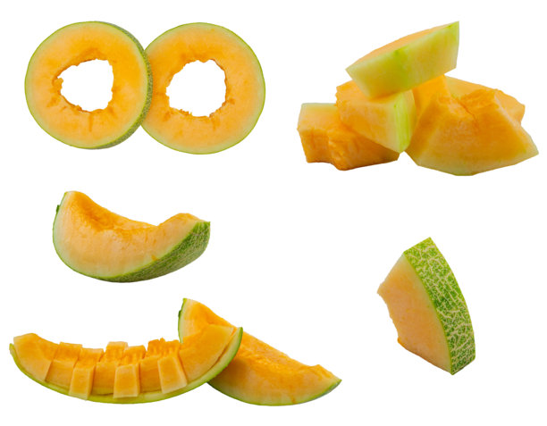 高质量的哈密瓜切片PNG图片，背景为白色图片下载