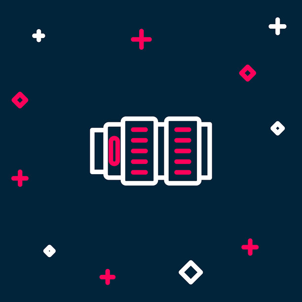 线条相机照片镜头图标，孤立在蓝色背景上。彩色轮廓概念。矢量图。图片下载