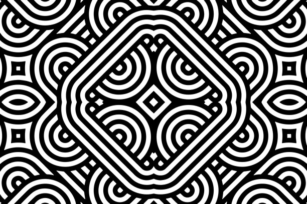 几何民族装饰黑白图案。激光切割金属、木雕、着色、彩色玻璃、标志的模板和模具。东亚、印度、墨西哥、阿兹特克的装饰、壁画、瓷砖。图片下载