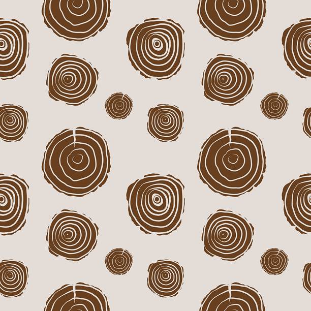 无缝重复背景，带有木材锯切的圆环。抽象的木盘、木材圆形模具（桦木、白蜡木、橡木）图案。适用于设计和纺织品的插图。图片下载