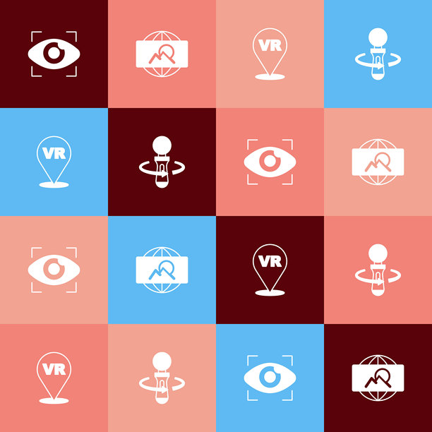 波普艺术风格的大兄弟电子眼，广角图片，虚拟现实和VR控制器游戏图标。矢量图。图片下载
