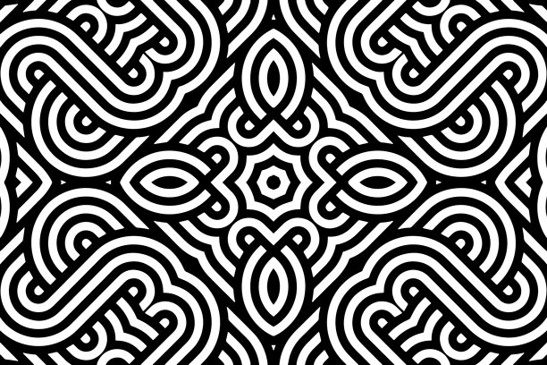 几何民族开放式黑白图案。金属激光切割、木雕、着色、彩色玻璃、标志的模板和模具。装饰、壁画、东方、亚洲、印度、墨西哥、阿兹特克的瓷砖。图片下载