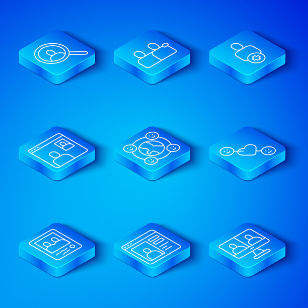 家庭照片，国际社区，在线约会应用，浪漫关系，添加好友，视频聊天会议，放大镜搜索图标。矢量图。图片下载