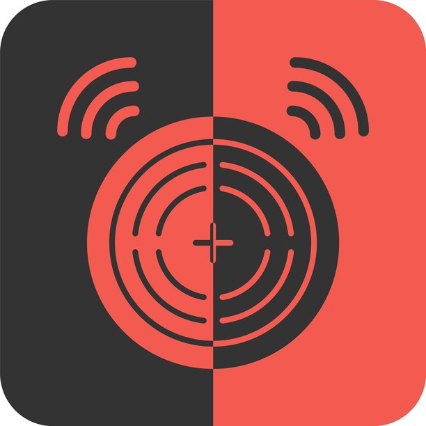 红色反向烟雾报警器图标图片下载