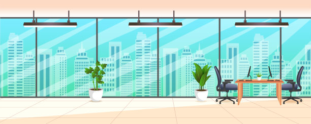 现代商务办公室室内布局设计，无人共享工作空间图片下载