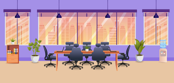 现代商务办公室室内布局设计，无人共享工作空间图片下载