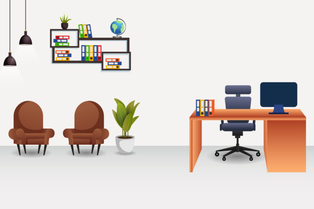 现代商务办公室室内布局设计，无人共享工作空间图片下载