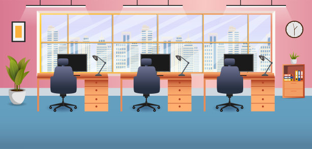 现代商务办公室室内布局设计，无人共享工作空间图片下载